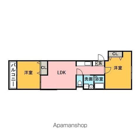 エトランゼ12宮本(1LDK/1階)の間取り写真
