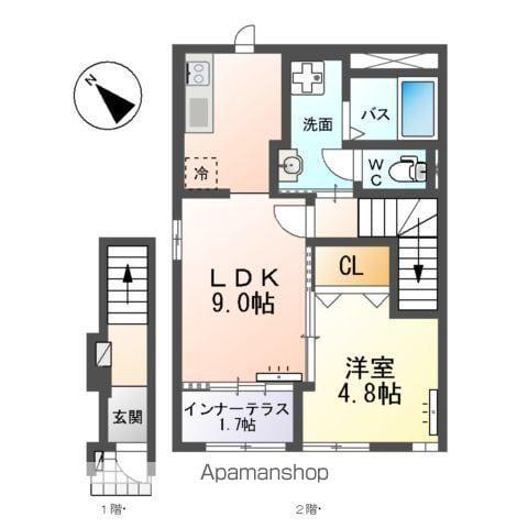 アーバンスカイM(1LDK/2階)の間取り写真