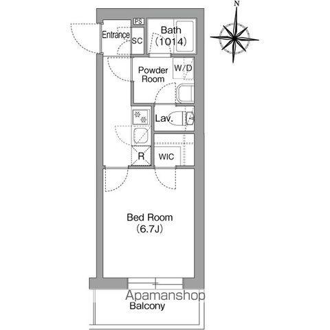 コンフォリア・リヴ両国イースト(1K/2階)の間取り写真