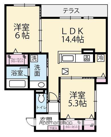 GRADIENCE B(2LDK/1階)の間取り写真