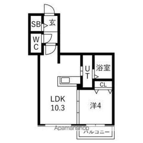 宮の森2-2MS(1LDK/3階)の間取り写真
