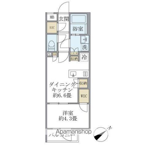 コンポジット早稲田鶴巻町(1DK/4階)の間取り写真