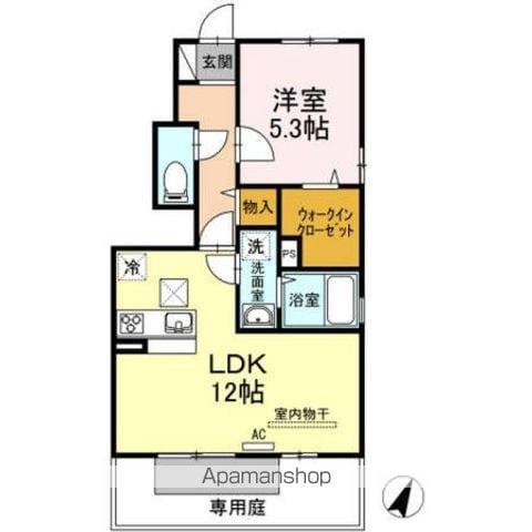 サンセジュールA棟(1LDK/1階)の間取り写真