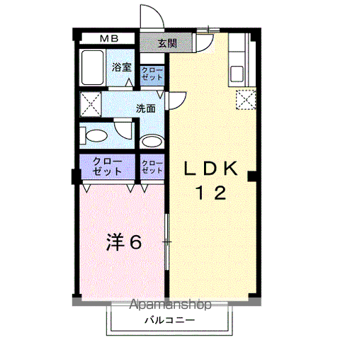 シャトル美ヶ丘Ⅱ(1LDK/2階)の間取り写真