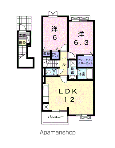 シャルマン・シャトーⅡ(2LDK/2階)の間取り写真