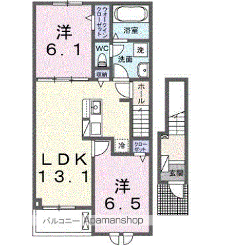 グリフィンドールⅡ(2LDK/2階)の間取り写真