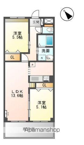 ロイヤルレジデンス(2LDK/1階)の間取り写真