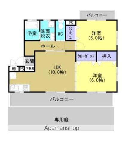 カメリアハウス(2LDK/1階)の間取り写真