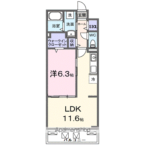 リルーム 東近江(1LDK/2階)の間取り写真