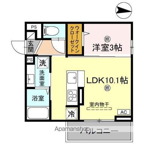 KOHRYU(1LDK/3階)の間取り写真