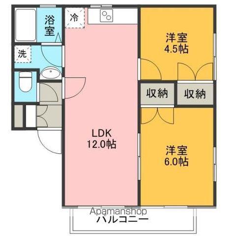 リラ・サンフィール(2LDK/1階)の間取り写真