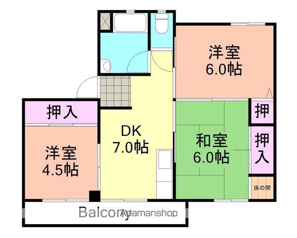 五番町 B棟(3DK/3階)の間取り写真