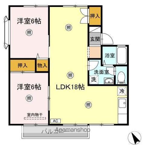 セジュール下桶B棟(3LDK/2階)の間取り写真
