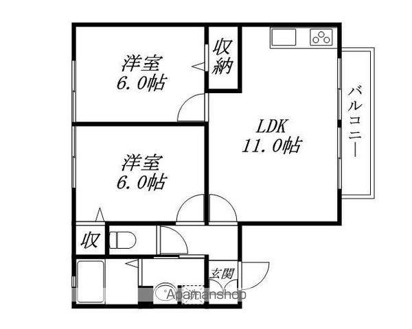 コンフォール2(2LDK/1階)の間取り写真