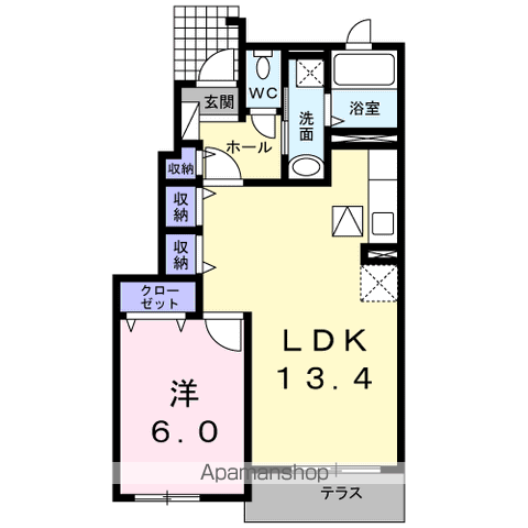 ヴィラ・ハナミズキⅢ(1LDK/1階)の間取り写真