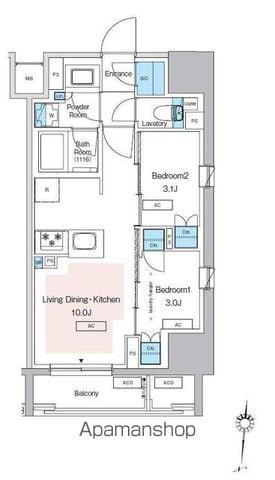 プレディアコート錦糸町スカイビュー(2LDK/10階)の間取り写真