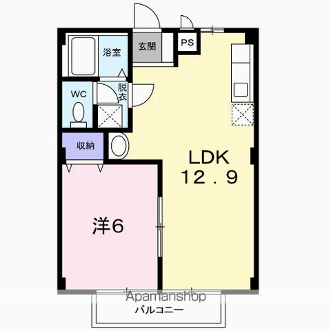 GREENハイツ赤地B(1LDK/2階)の間取り写真