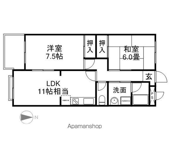 リビングコート川合(2LDK/3階)の間取り写真