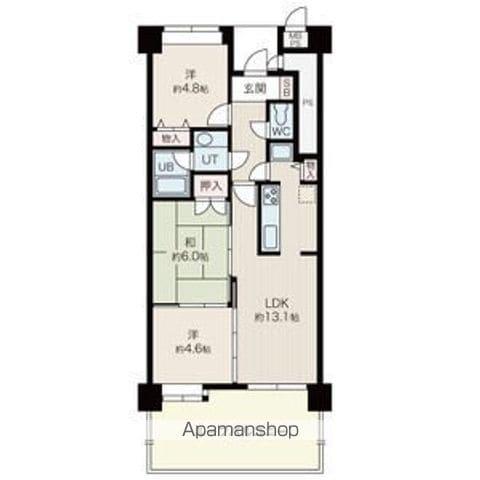 ダイアパレス三之丸(3LDK/4階)の間取り写真