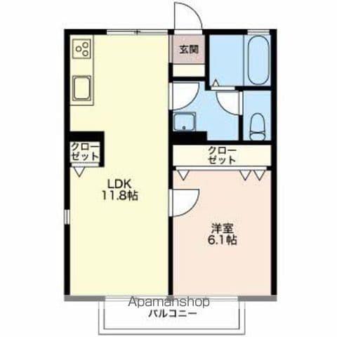 レジデンス青樹B(1LDK/1階)の間取り写真
