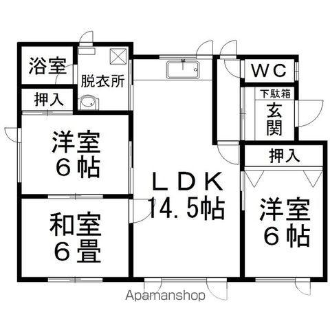 石北本線 北見駅 バス乗車時間：16分 夕陽ヶ丘８号線バス停で下車 徒歩10分 1階建 築28年(3LDK)の間取り写真
