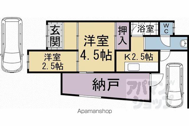 京都市烏丸線 北大路駅 徒歩38分 2階建 築52年(2SDK)の間取り写真