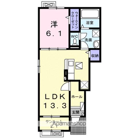 アルドールⅠ(1LDK/1階)の間取り写真