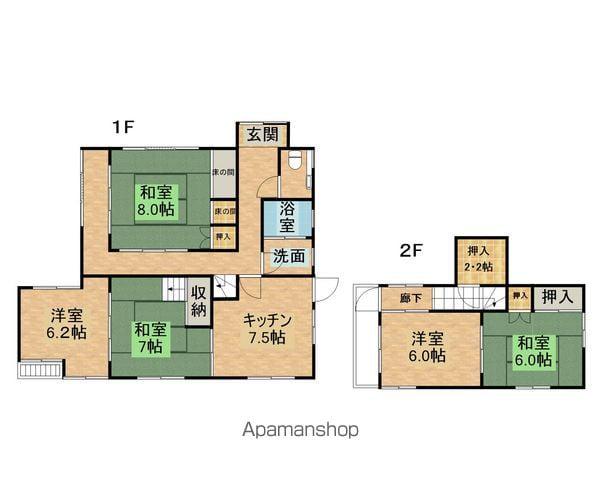 岐阜県多治見市 2階建 築55年(5DK)の間取り写真
