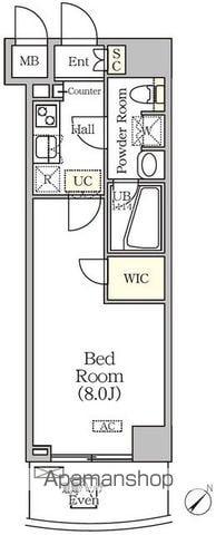 アジールコート門前仲町(1K/8階)の間取り写真