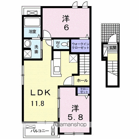 パール Ⅰ(2LDK/2階)の間取り写真