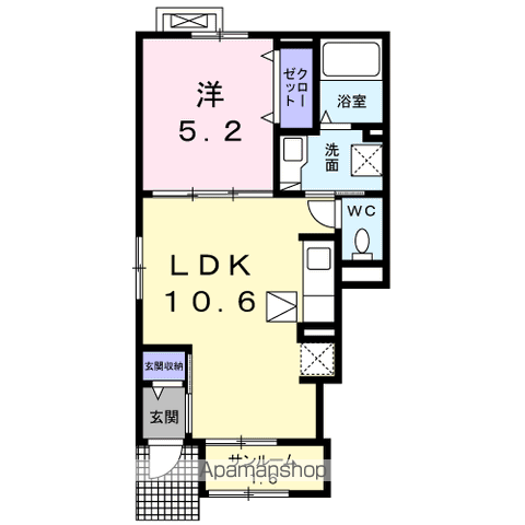 ローザ ロッサ(1LDK/1階)の間取り写真
