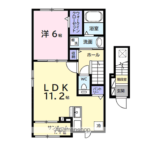 ヒカルサ市原姉ヶ崎サウス(1LDK/2階)の間取り写真