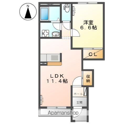 ビアンシェーヌ(1LDK/1階)の間取り写真