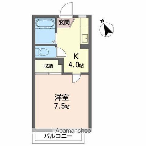 加賀野壱番街(1K/2階)の間取り写真