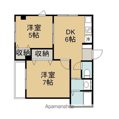 アイネプルメリア(2DK/1階)の間取り写真