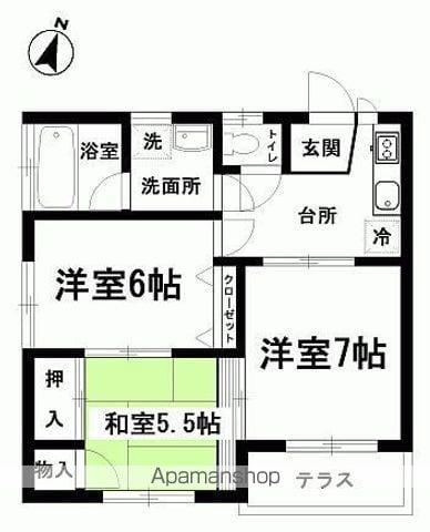 小川グリーンハイツ(3K/1階)の間取り写真