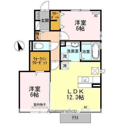 アヴァンドゥースB(2LDK/1階)の間取り写真