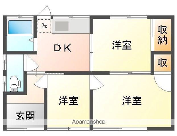 宇野線 大元駅 徒歩12分 1階建 築57年(3K)の間取り写真