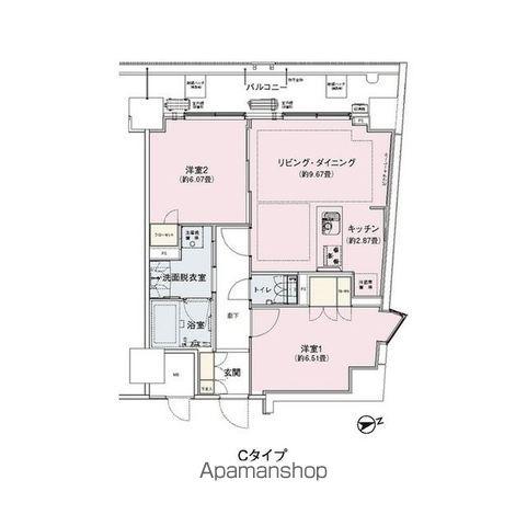 アンビエンテ駒込(2LDK/5階)の間取り写真