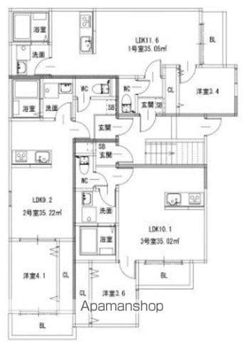 OC周船寺(1LDK/3階)の間取り写真