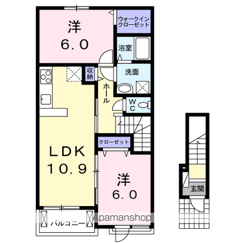イリーデユーユー(2LDK/2階)の間取り写真