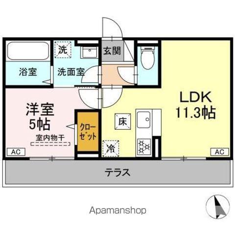 GRAND D-ROOM 堅石(1LDK/1階)の間取り写真