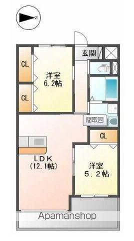 ユニヴァリィ フクミ(2LDK/2階)の間取り写真