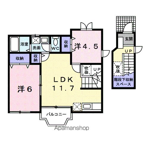 クレストールたんぽぽA(2LDK/2階)の間取り写真