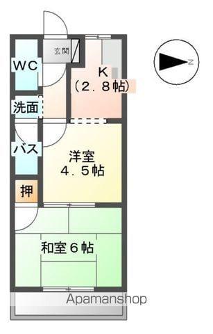 アーバンコートⅡ(2K/1階)の間取り写真