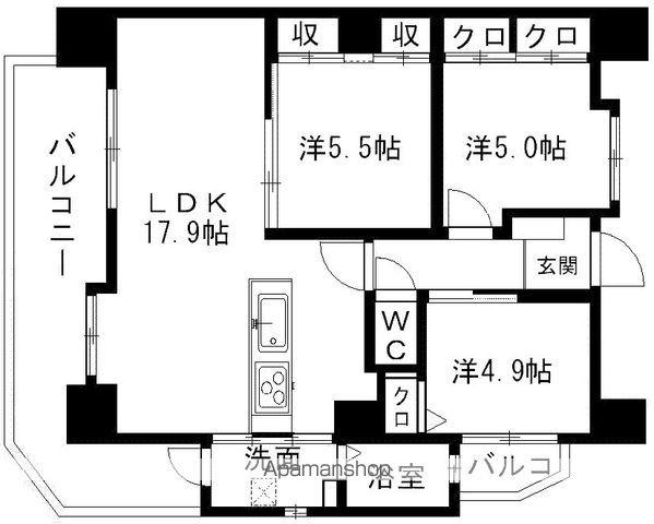 サクシード(3LDK/1階)の間取り写真