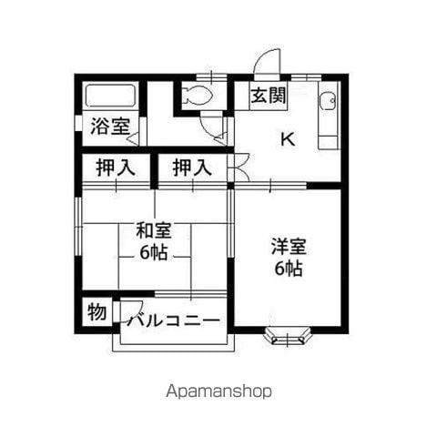 ハイツリバーサイドK(2K/1階)の間取り写真