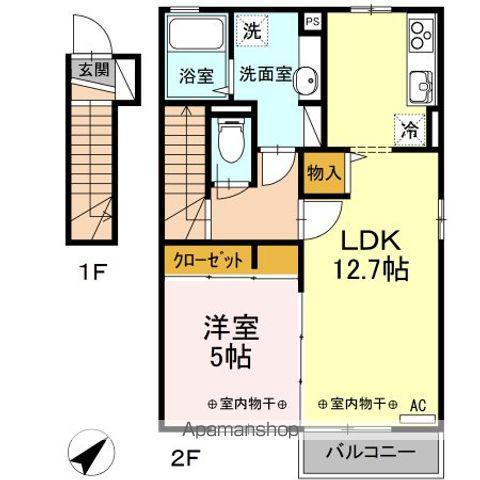 サンフラワー(1LDK/2階)の間取り写真
