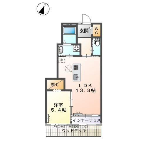 サザンフィールドB(1LDK/1階)の間取り写真