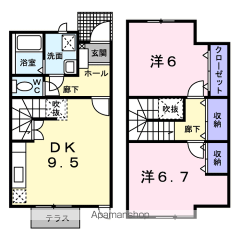 フレ シャトーA棟(2DK/1階)の間取り写真